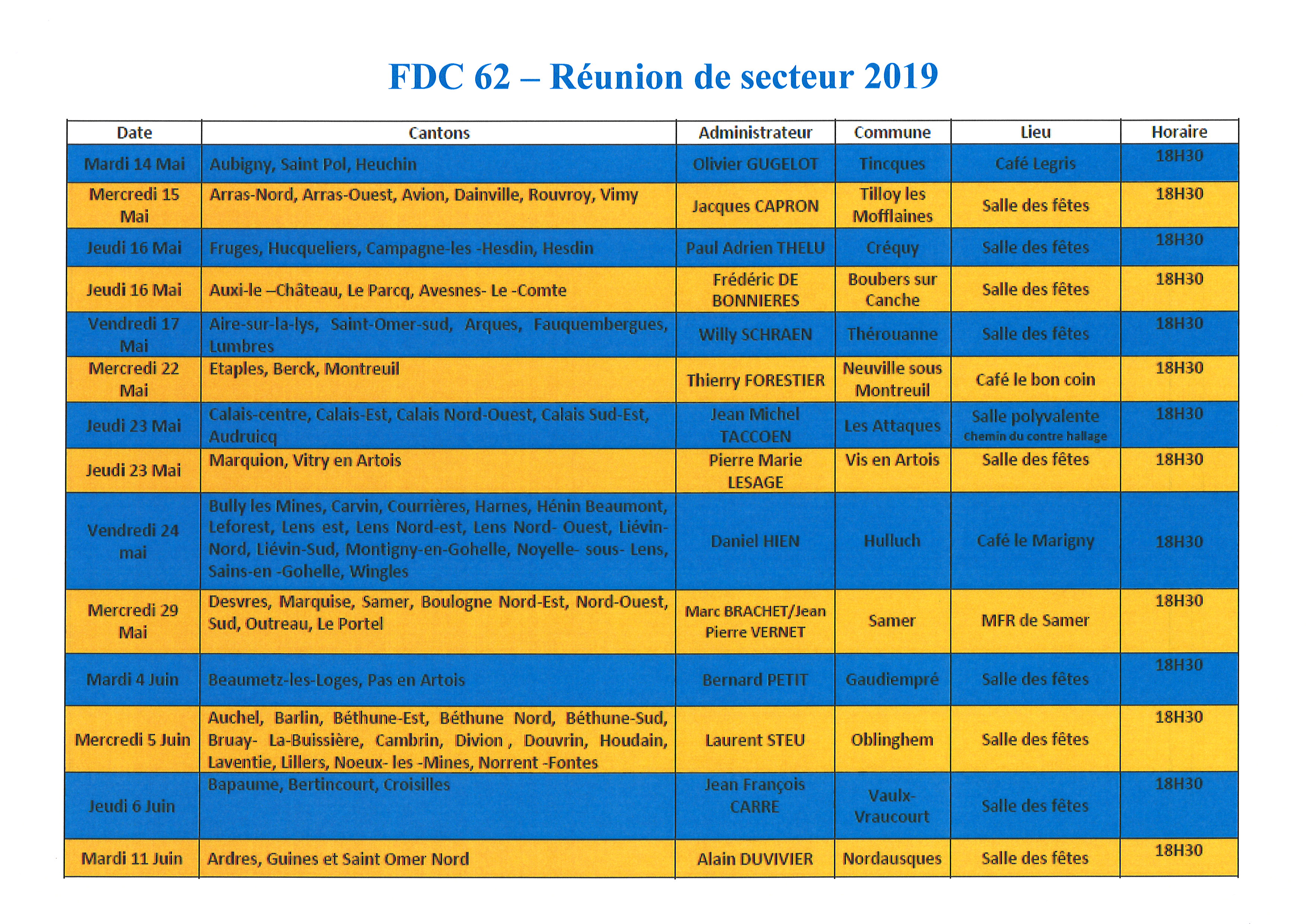 reunions de secteur